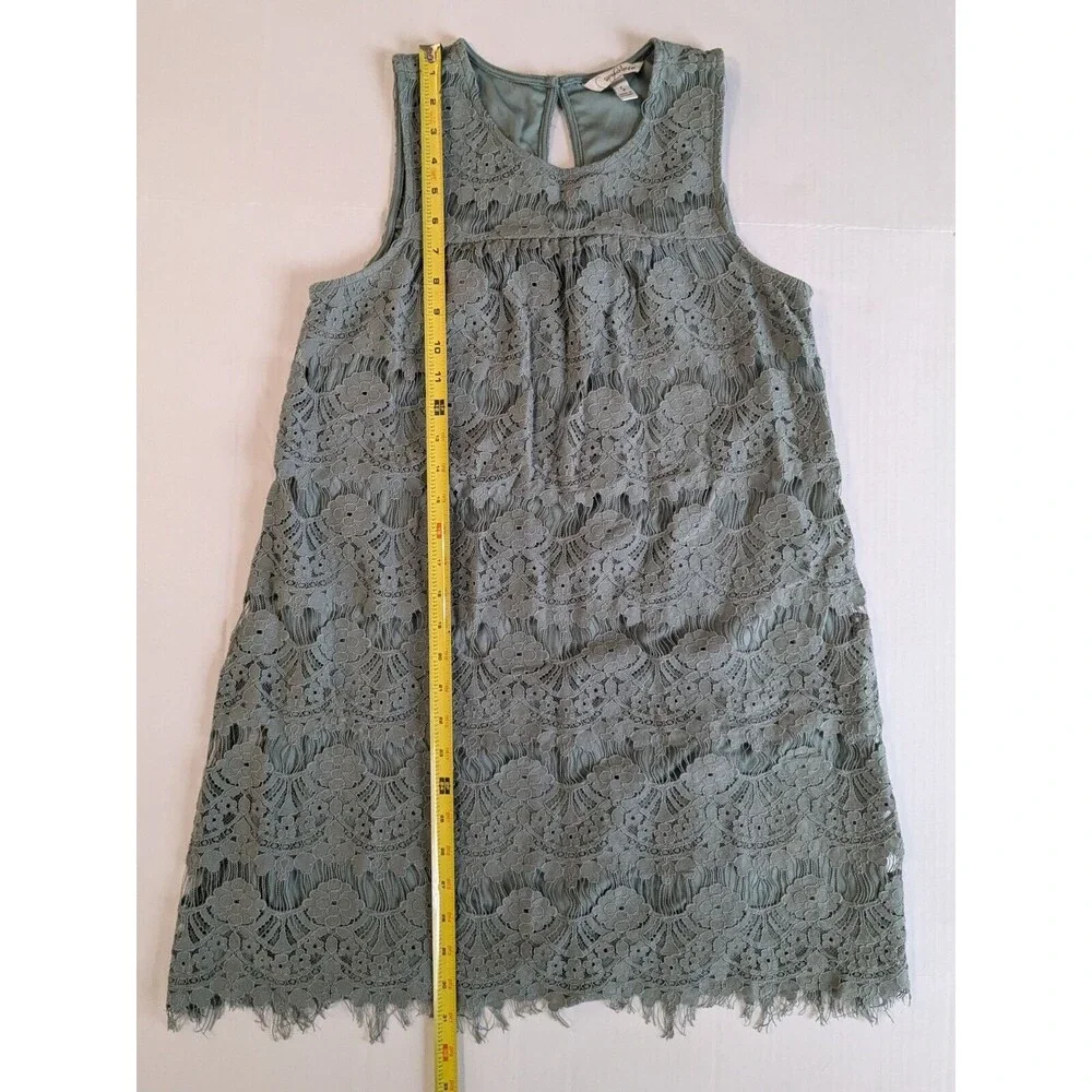 Speechless A-Line Dress Size Small Sage Floral Pattern Lace over Knit Lining